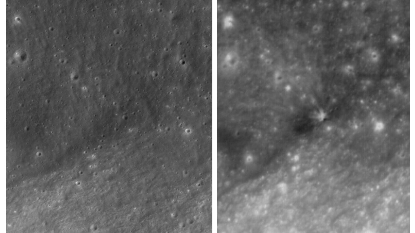 Danuri Orbiter Captures First Images of SpaceX Lunar Crater - Danuri lunar crater images
