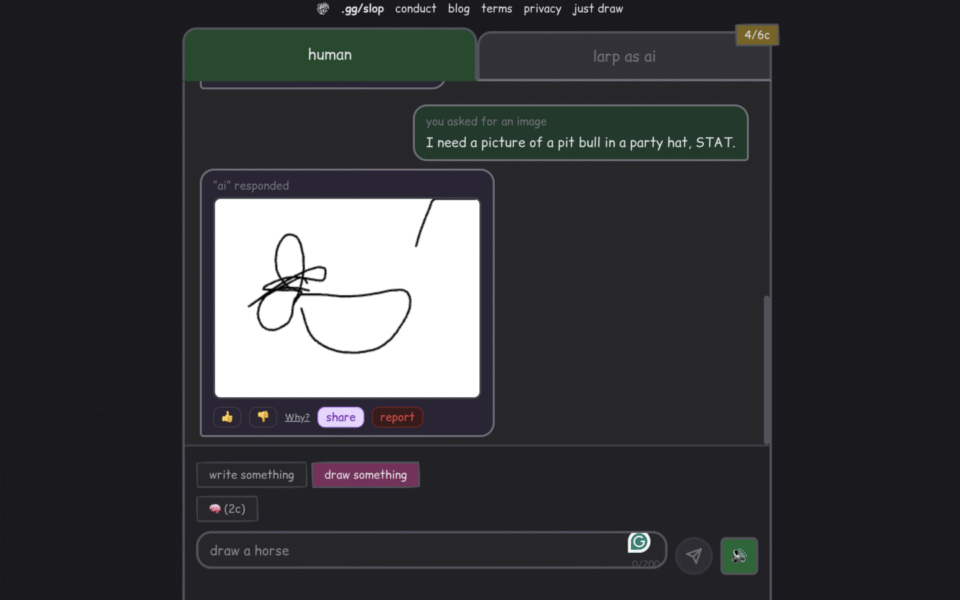 Your AI Slop Bores Me: Roleplay as a Chatbot for Laughs