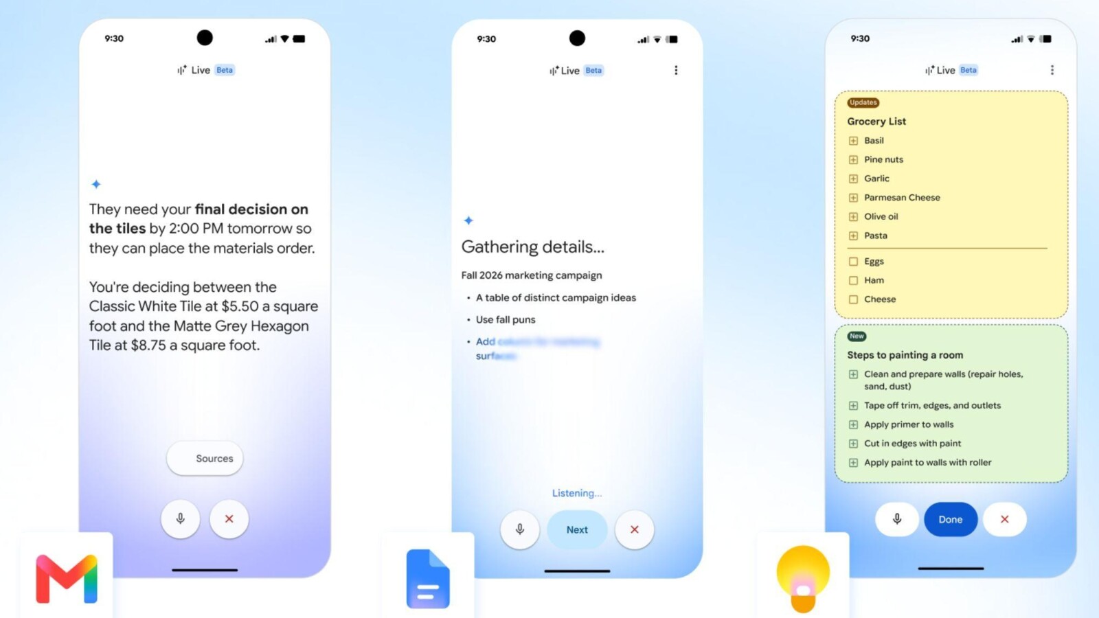 Google Adds Live Voice Modes to Gmail, Docs and Keep - Google Live voice modes