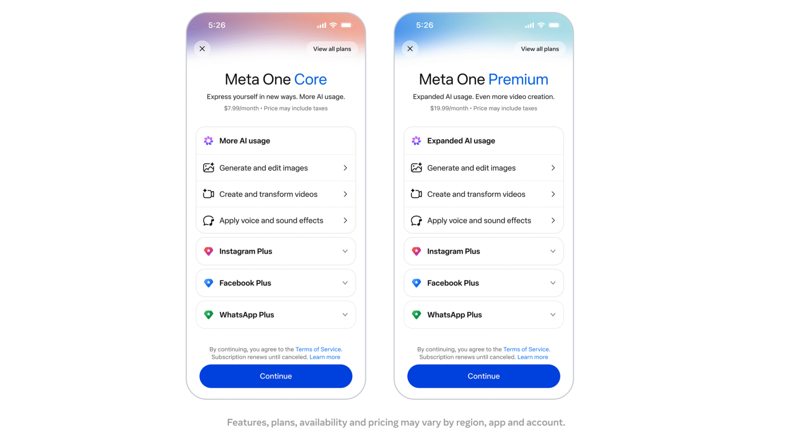 Meta One Subscriptions Add AI Extras to Social Apps